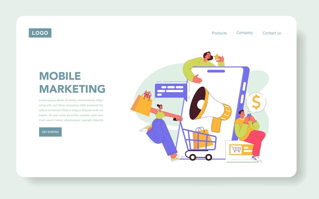 El concepto de marketing móvil que involucra a los clientes a través de la divulgación digital en los teléfonos inteligentes influye