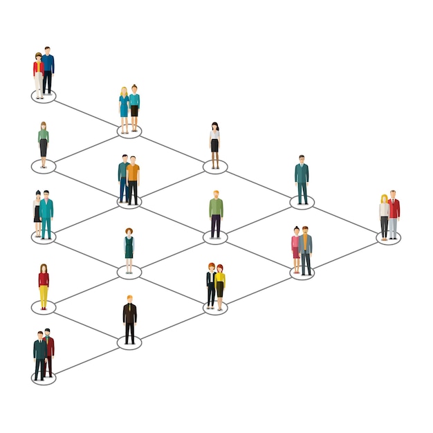 concepto de marketing en redes sociales. personas en línea. ilustración plana