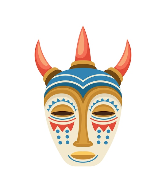 Concepto de máscara africana elemento tradicional de ropa para vacaciones en África y pegatina de festival para