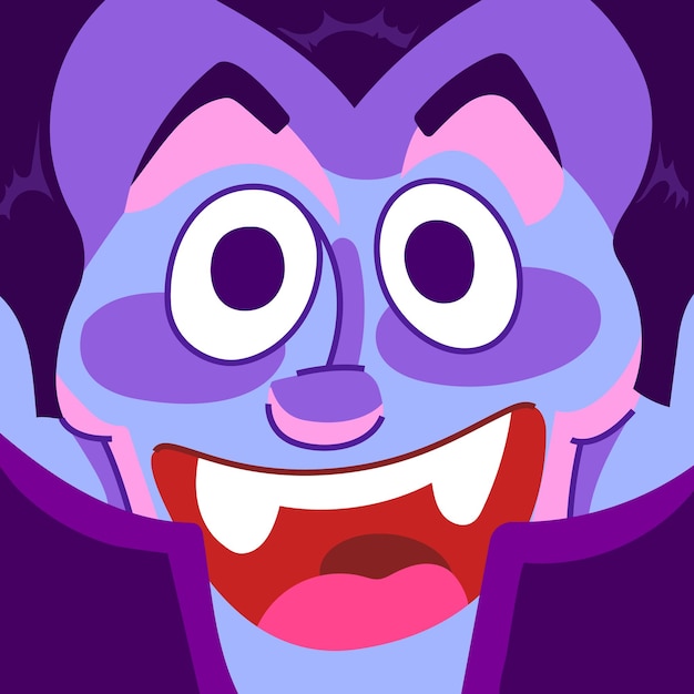 Concepto de máscara de Drácula para Halloween en estilo de dibujos animados para impresión y diseño Ilustración vectorial