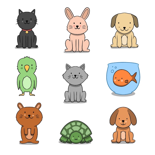 Vector concepto de mascotas diferentes