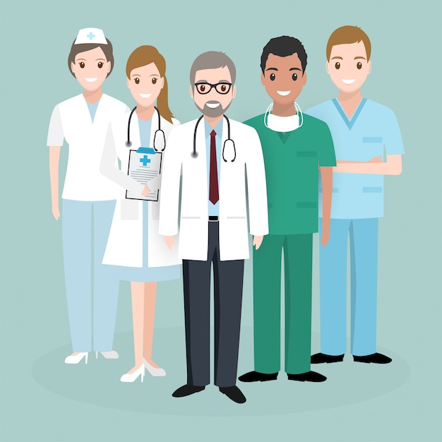 Concepto de medicina equipo médico y enfermera