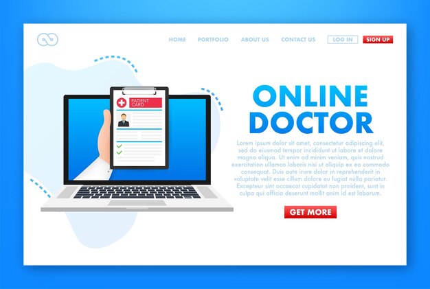 Concepto médico en línea con carácter Se puede usar para imágenes de héroe de infografía de banner web