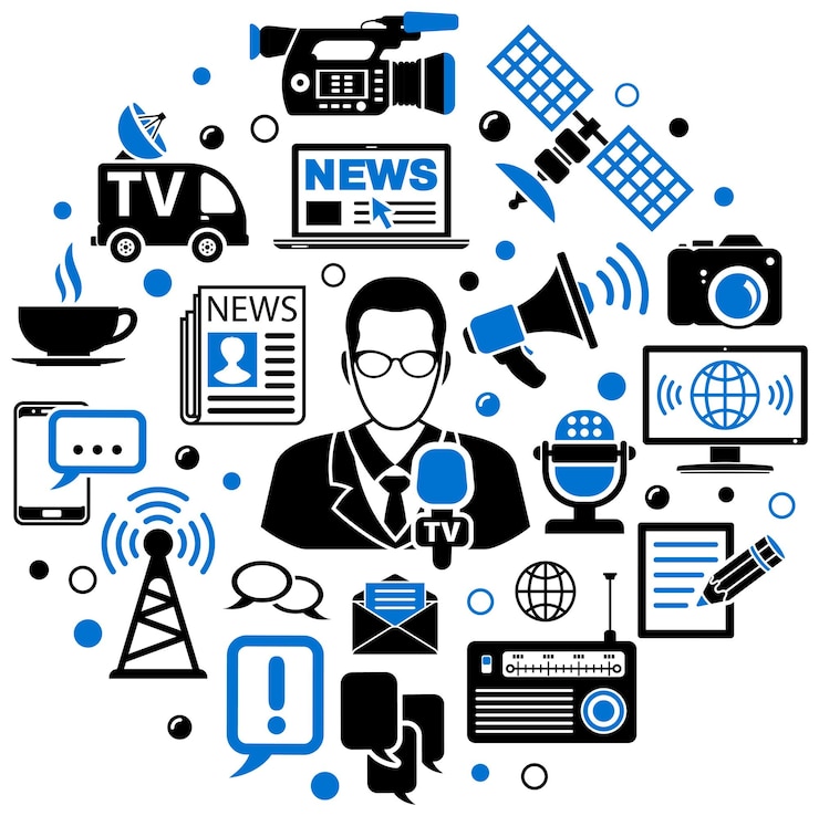Vector concepto de medios y noticias