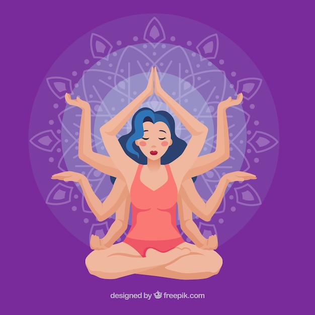 Vector concepto de meditación con estilo étnico