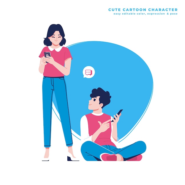 concepto de mensaje personaje de dibujos animados lindo