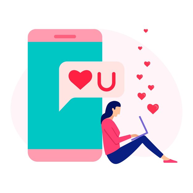 Concepto de mensajería en línea de amantes