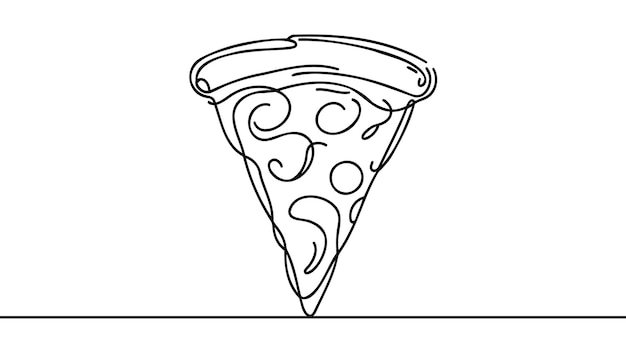 Un concepto de menú de rodaja de pizza de línea continua Icono de pizzería de comida de restaurante dibujo de línea única