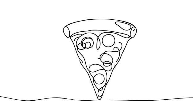 Un concepto de menú de rodaja de pizza de línea continua Icono de pizzería de comida de restaurante dibujo de línea única