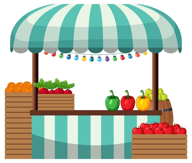 Concepto de mercado de pulgas con tienda de frutas