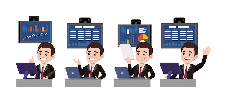 Vector concepto de mercado de valores con personas