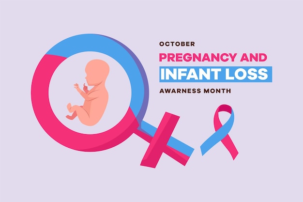 Vector concepto del mes de concientización sobre la pérdida del embarazo y del lactante ilustración de vector plano coloreado aislado