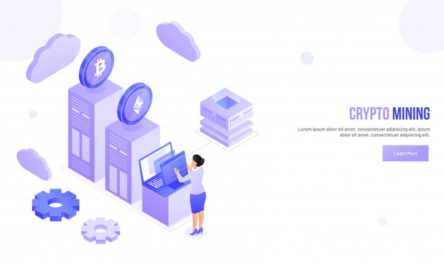 Concepto de minería criptográfica.