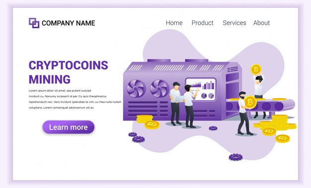 Concepto de minería de monedas criptográficas con personas que extraen bitcoins