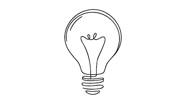 Concepto de minimalismo de ilustración de vector de lámpara de bombilla de dibujo de línea continua