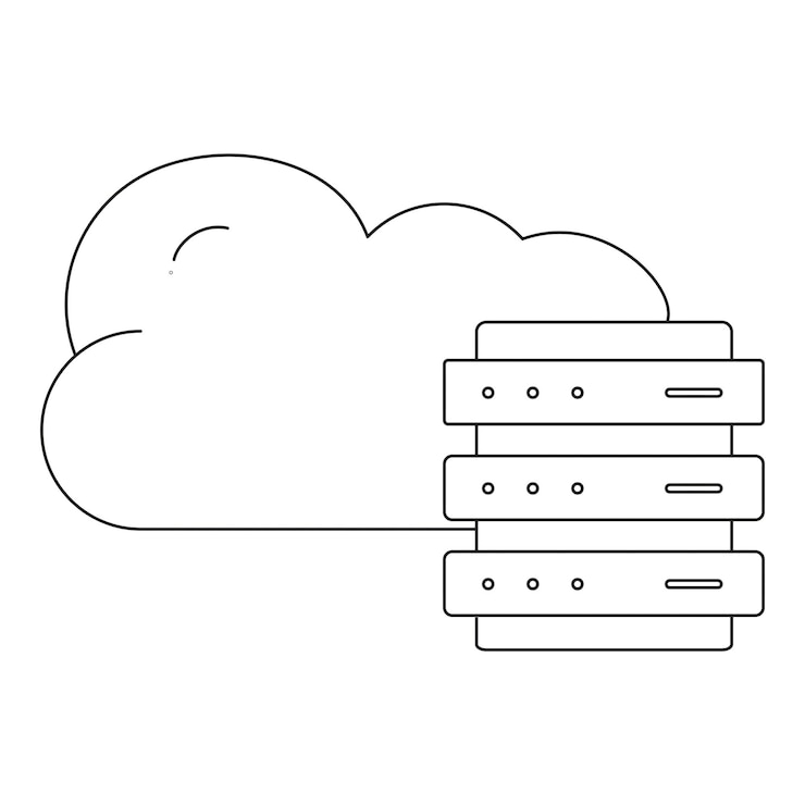 Vector concepto minimalista de computación en la nube con servidores