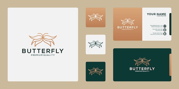 Concepto minimalista de diseño de logotipo de mariposa abstracta