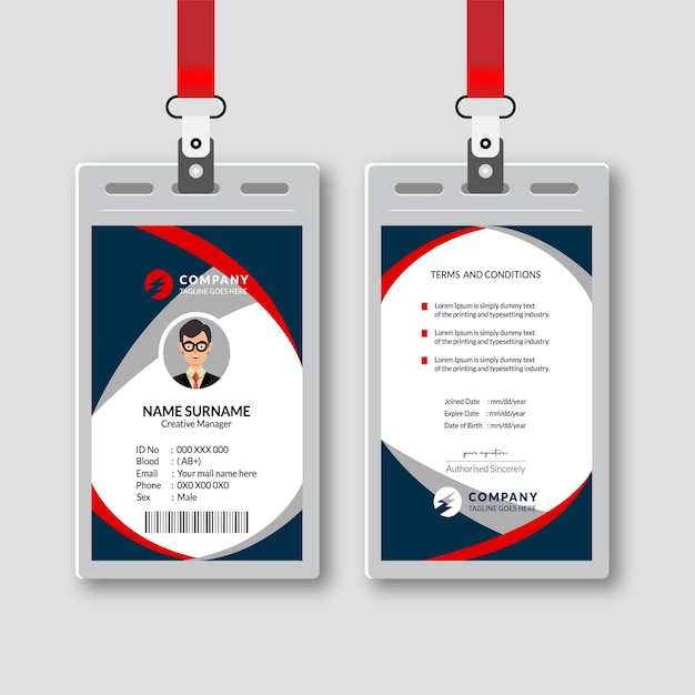 Concepto mínimo de plantilla de tarjetas de identificación
