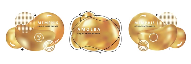 Concepto de moda dorado Diseño de ameba mosaico Malla vectorial Líquido de memphis vectorial moderno