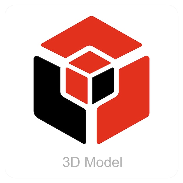 Concepto de modelo 3D y icono de cubo