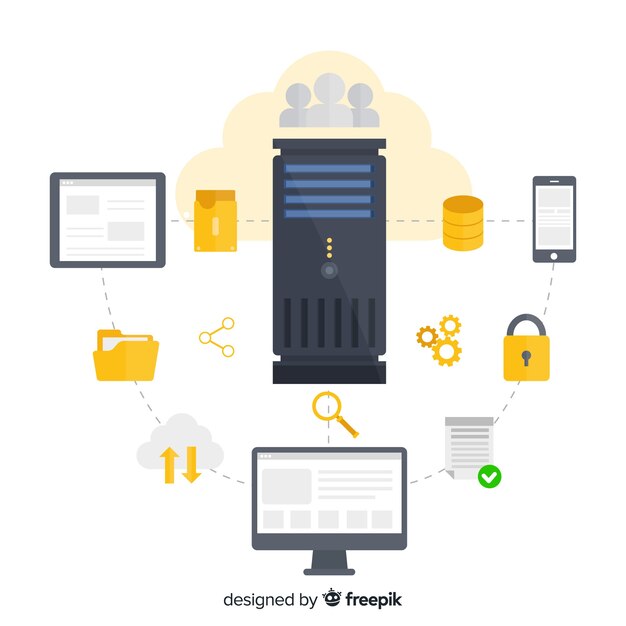 Vector concepto moderno de data hosting