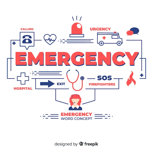 Vector concepto moderno de emergencia con diseño plano