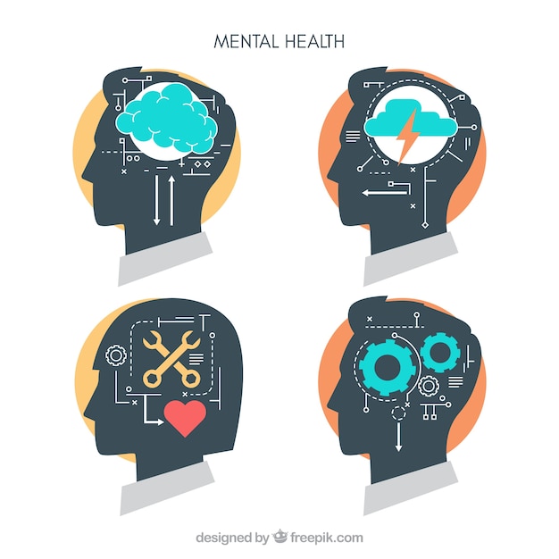 Vector concepto moderno de salud mental con diseño plano