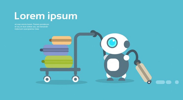 Vector concepto moderno de la tecnología de la inteligencia artificial del portero del robot