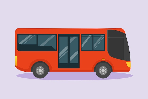 Concepto moderno de transporte terrestre de autobuses Ilustración de vector plano coloreado aislado