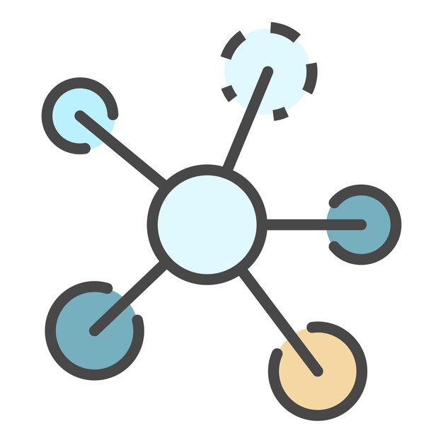 Concepto molécula icono Contorno concepto molécula vector icono color plano aislado en blanco
