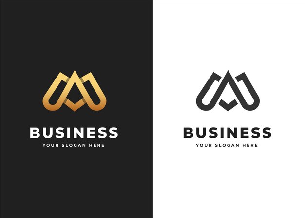 Concepto de monograma de plantilla de diseño de logotipo de letra A o M