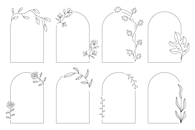 Concepto de monograma de plantilla de logotipo de arcos rústicos en estilo lineal moderno con arco