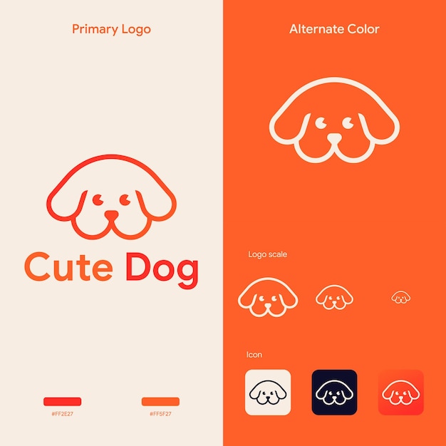 concepto monoline de logotipo de perro simple y elegante