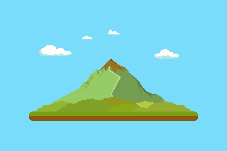 Vector concepto de montaña ilustración vectorial plana de colores aislada