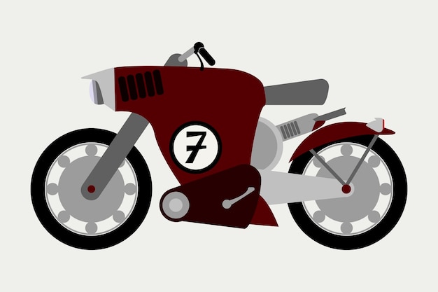 Concepto de motocicleta, vista lateral, diseño plano.