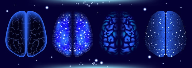 Vector concepto de movimiento de redes neuronales en la mente cibernética