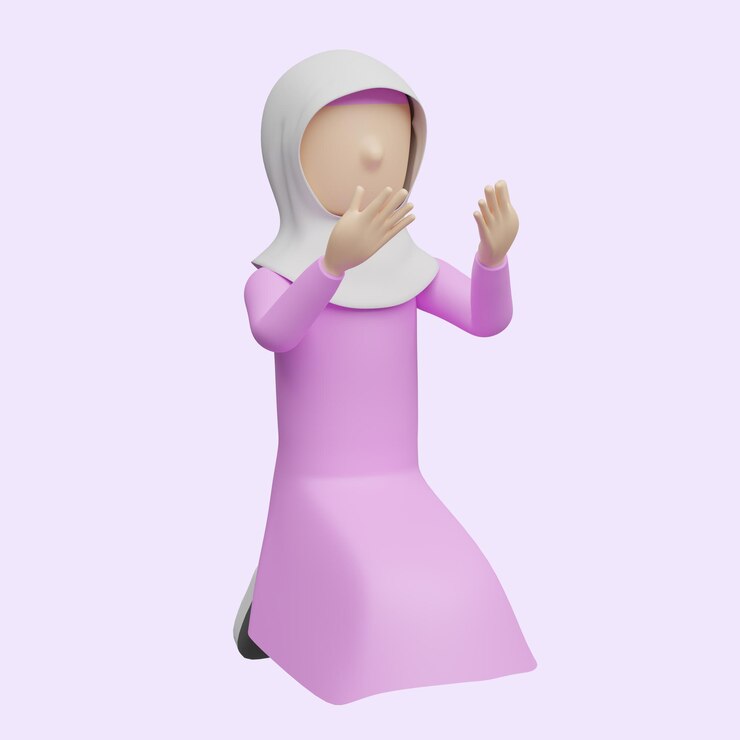 Vector concepto de mujer hijab elegante y de moda estilo de dibujos animados de objetos 3d realistas