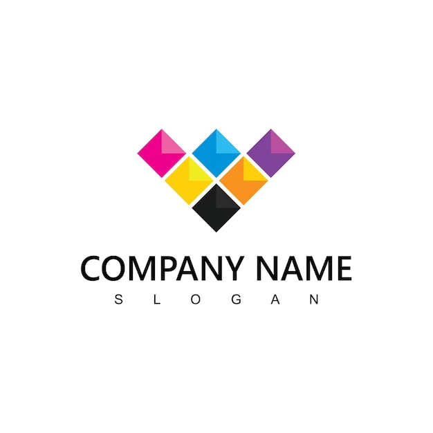 Concepto multimedia de logotipo de diamante colorido adecuado para el símbolo de la empresa de pintura e impresión