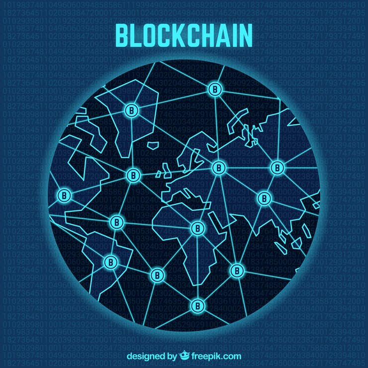 Vector concepto del mundo de blockchain