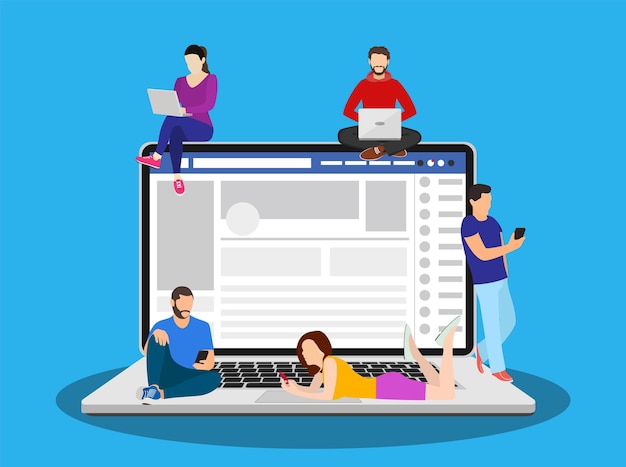 Concepto de navegación del sitio web de redes sociales
