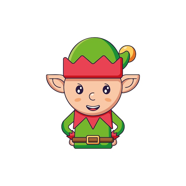 Concepto de Navidad y Año Nuevo Ilustración vectorial vibrante de duende navideño en estilo de dibujos animados Imagen vívida perfecta para sitios web libros tiendas tiendas