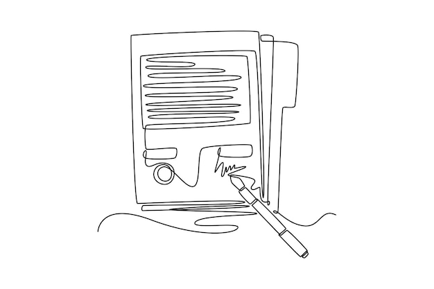 Concepto de negocio del acuerdo Diseño de dibujo de línea única