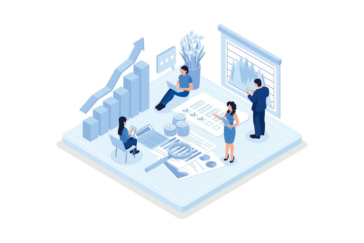 Vector concepto de negocio de auditoría financiera. puede usarse para banner web, infografías, imágenes de héroes, isométrico