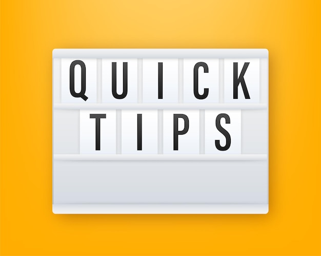 Concepto de negocio de caja de luz 3D con consejos rápidos de texto Ilustración vectorial