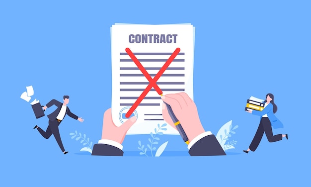 Vector concepto de negocio de cancelación de contratos