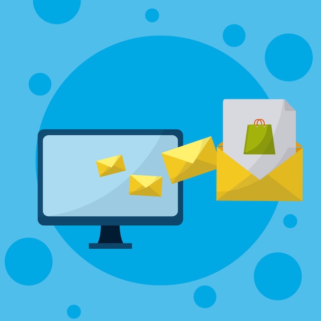 Concepto de negocio de correo electrónico y marketing de medios