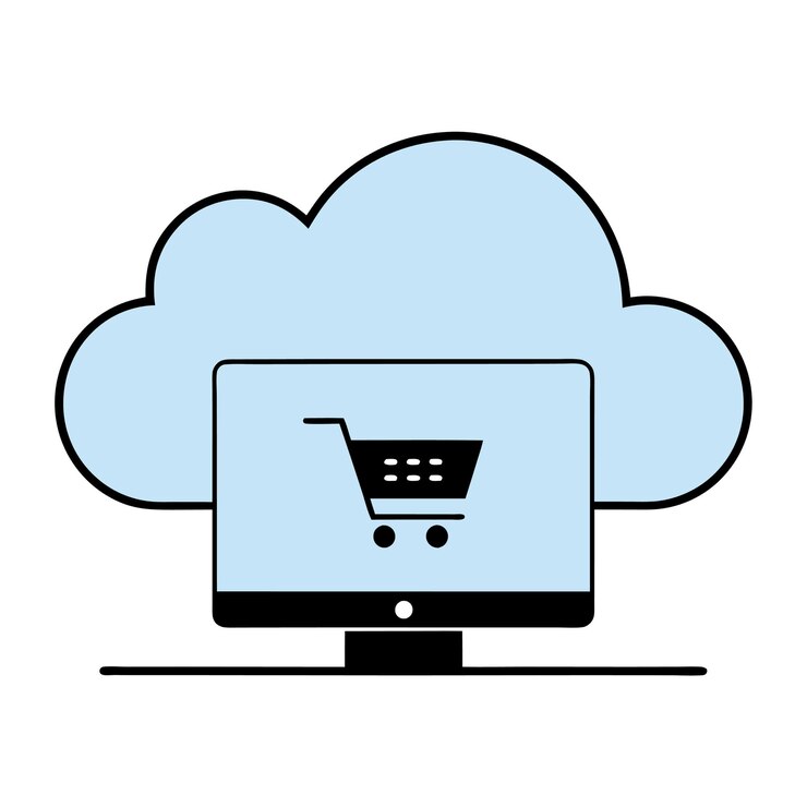 Vector concepto de negocio con diseño de ilustración de estilo vectorial de compras en línea