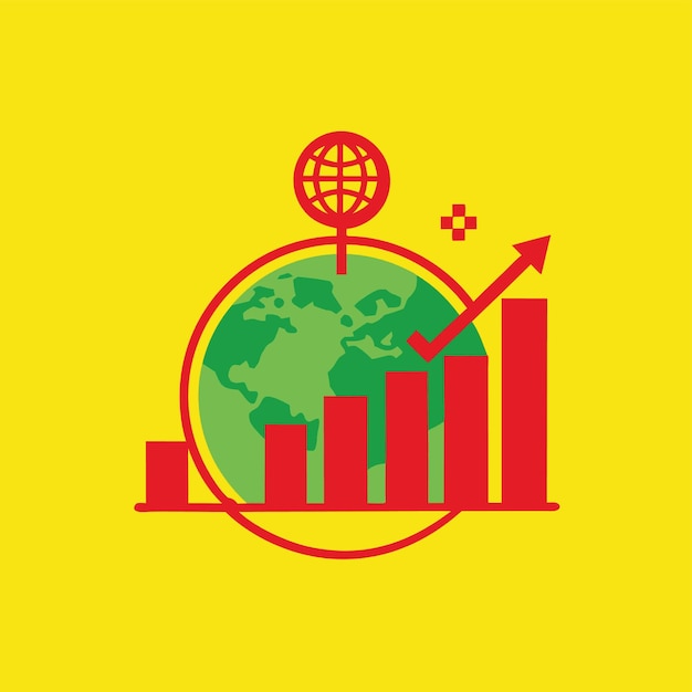 Concepto de negocio con diseño de ilustración de estilo vectorial de expansión global financiera