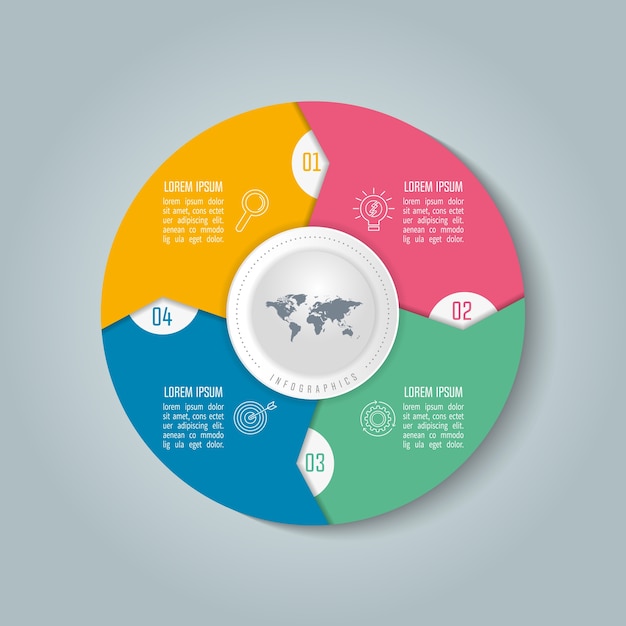 concepto de negocio de diseño de infografía con 4 opciones.