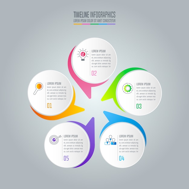 Concepto de negocio de diseño de infografía con 5 opciones.